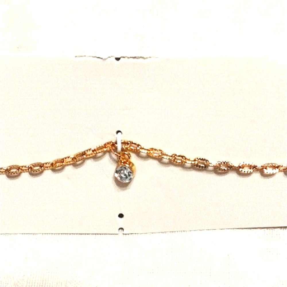 Simulated Diamond & Gold Chain Necklace 12" Fashion Jewelry Cocktail Party‎ New!